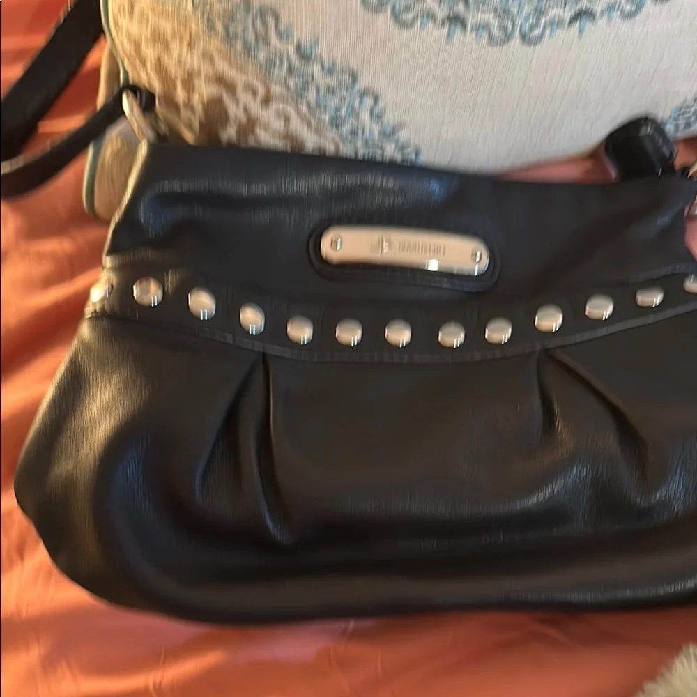 B. Makowsky Black Crossbody Bag with Studded Accents - Picture 2 of 6